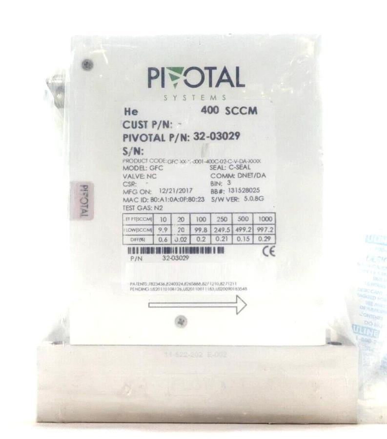 Pivotal Systems 32-03029 Mass Flow Controller MFC 400 SCCM He New Surplus