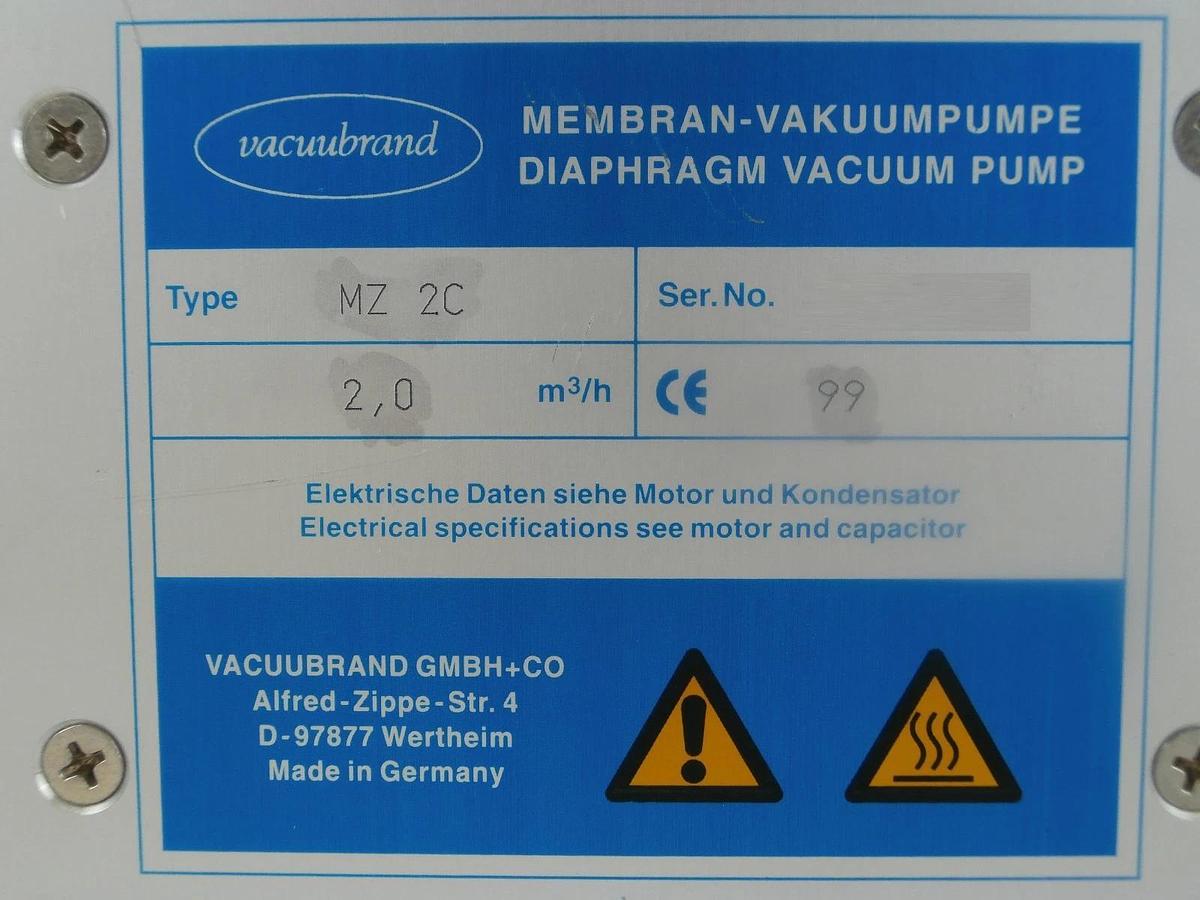 Used Vacuubrand MZ 2C Chemistry Diaphragm Vacuum Pump Tested Working