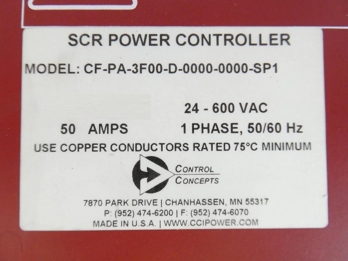 Used Control Concepts CF-PA-3F00-D-0000-0000-SP1 SCR Power Controller Working