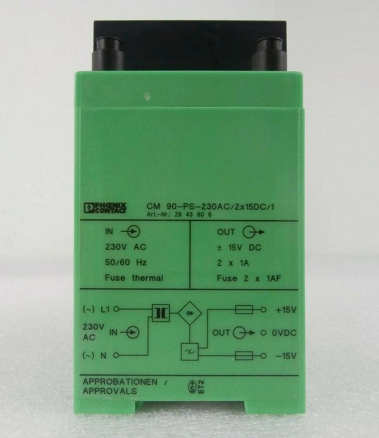 Used Phoenix Contact 29 43 80 6 Power Supply CM 90-PS-230AC/2x15DC/1 Lot of 2 Working