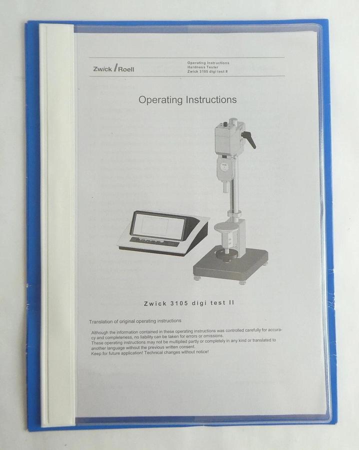 Used Zwick Roell 3105 Digi Test II Digital IRHD/Shore Hardness Tester Parts Surplus