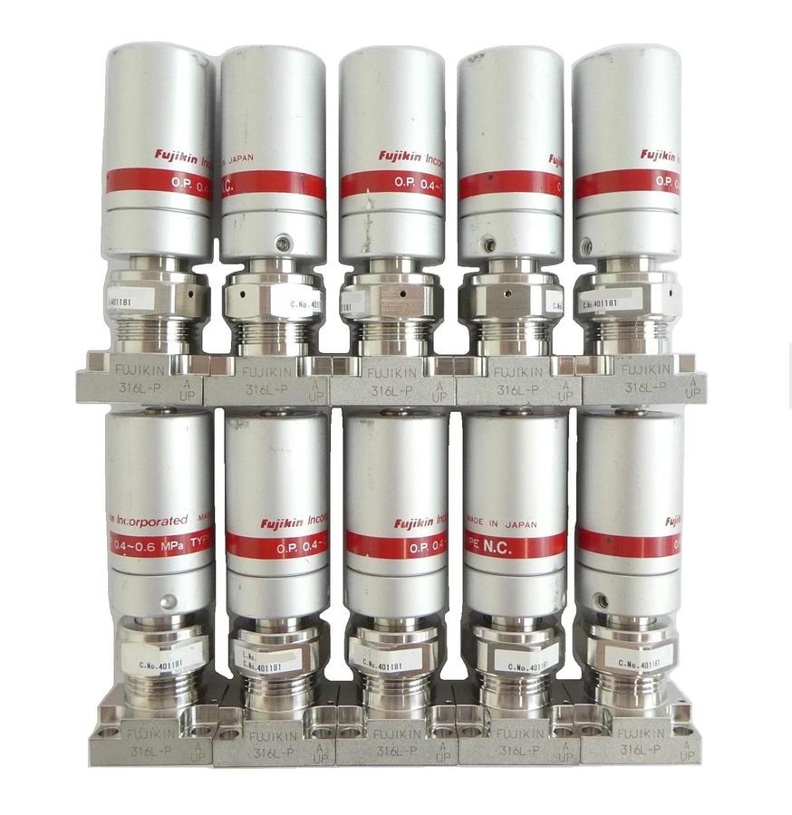Used Fujikin 401181 Pneumatic Diaphragm Valve Reseller Lot of 10 Working Surplus