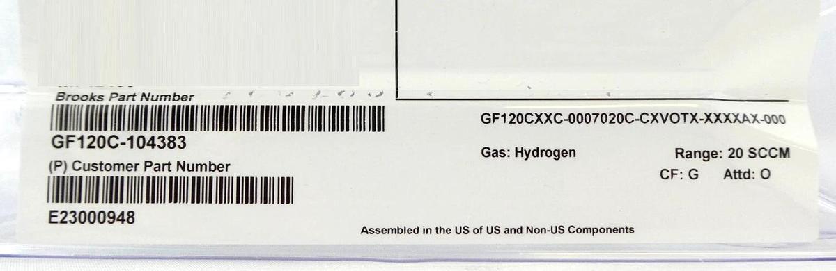 Brooks Instrument GF120C-104383 Mass Flow Controller MFC 20 SCCM H2 New Surplus