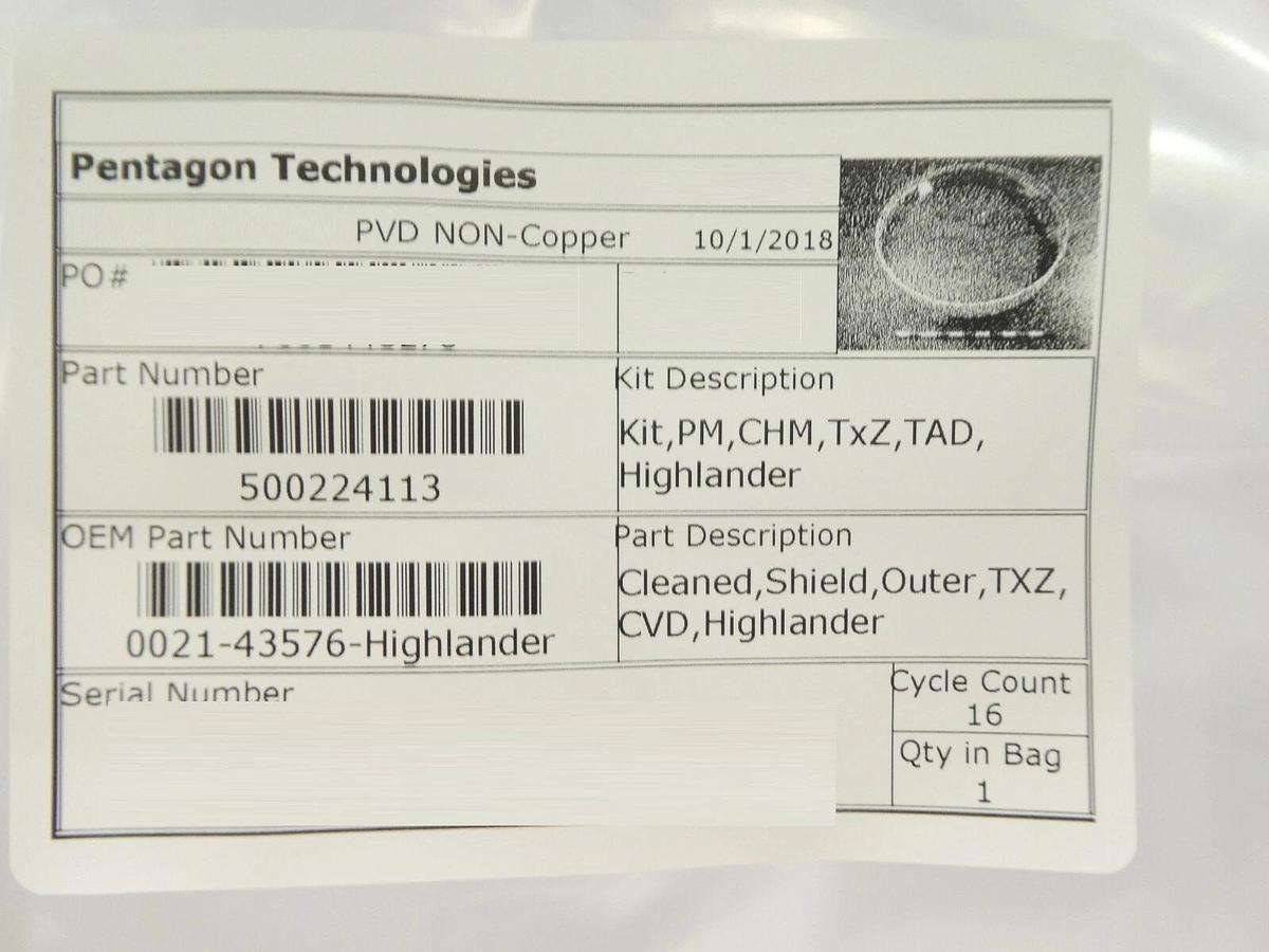 Used AMAT Applied Materials 0021-43576 Cleaned Outer Shield Highlander CVD Working