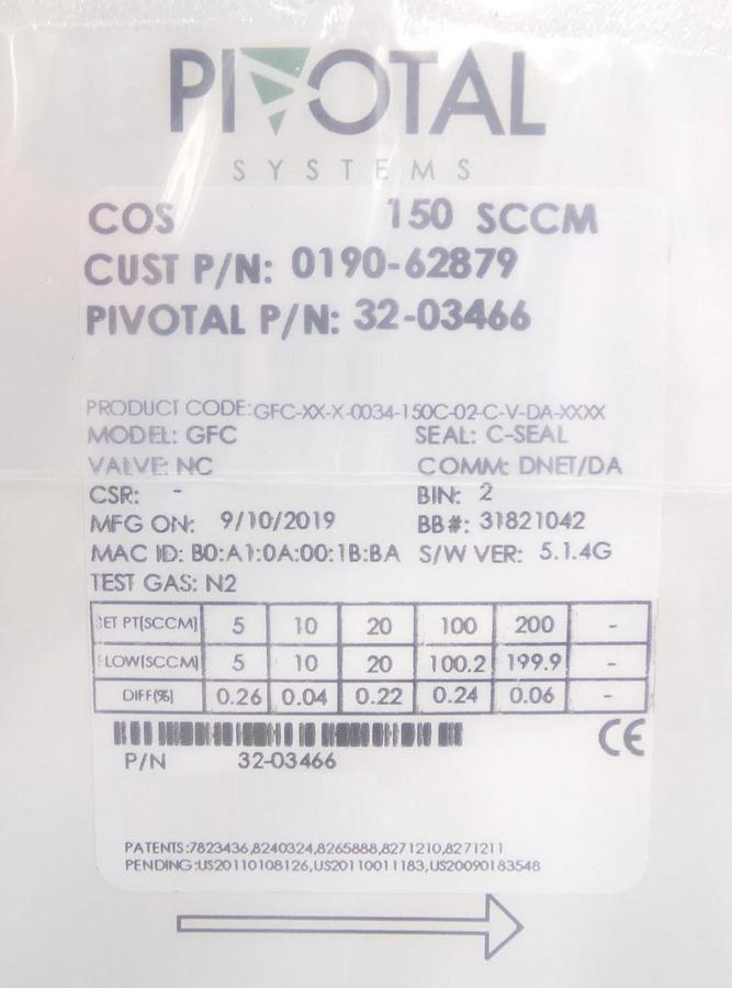 Pivotal Systems 32-03466 Mass Flow Controller MFC AMAT 0190-62879 Lot of 2 New