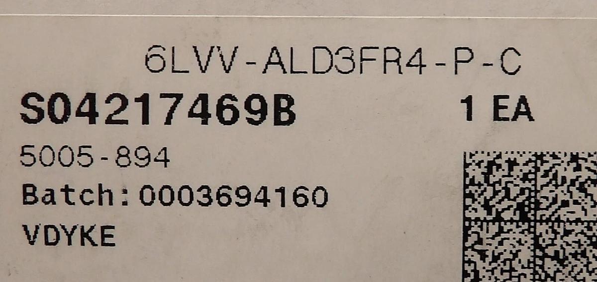 Used Swagelok 6LW-ALD3FR4-P-C 2-Port Diaphragm Valve ALD3 Series New Surplus