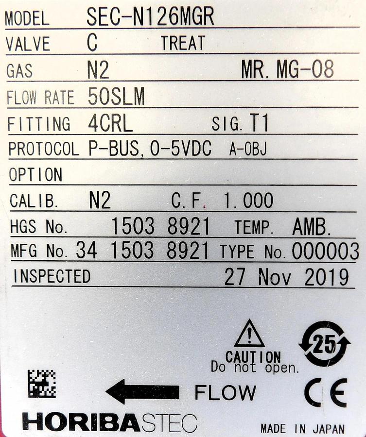 Used Horiba STEC N100 Mass Flow Controller MFC SEC-N126MGR Lot of 16 Working Surplus