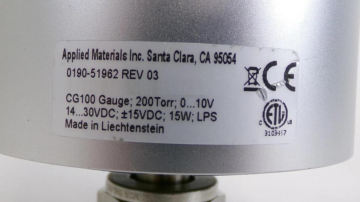 Used AMAT Applied Materials 0190-51962 Baratron Transducer CG100 Working