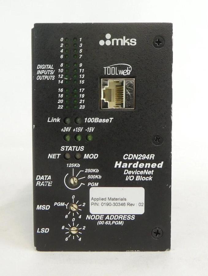 Used MKS Instruments AS01294 DeviceNet I/O Block CDN294R AMAT Working Surplus