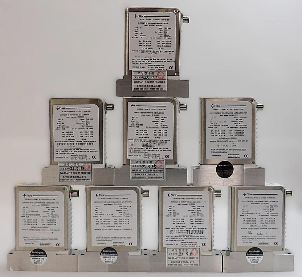 Used Brooks Instrument GF125C-105872 Mass Flow Controller MFC Lot of 8 Surplus