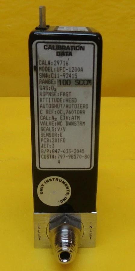 Used Unit Instruments UFC-1200A Mass Flow Controller MFC 100 SCCM O2 Used Working