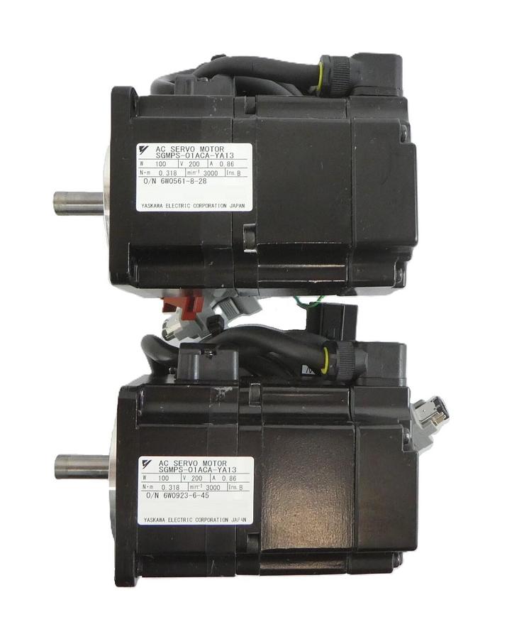 Used Yaskawa Electric SGMPS-01ACA-YA13 AC Servo Motor Lot of 2 Working
