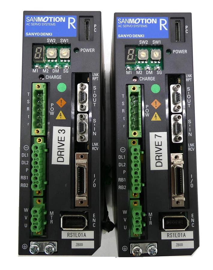Used Sanyo Denki RS1L01AZB00A01 Servo Drive SANMOTION R Reseller Lot of 2 Working