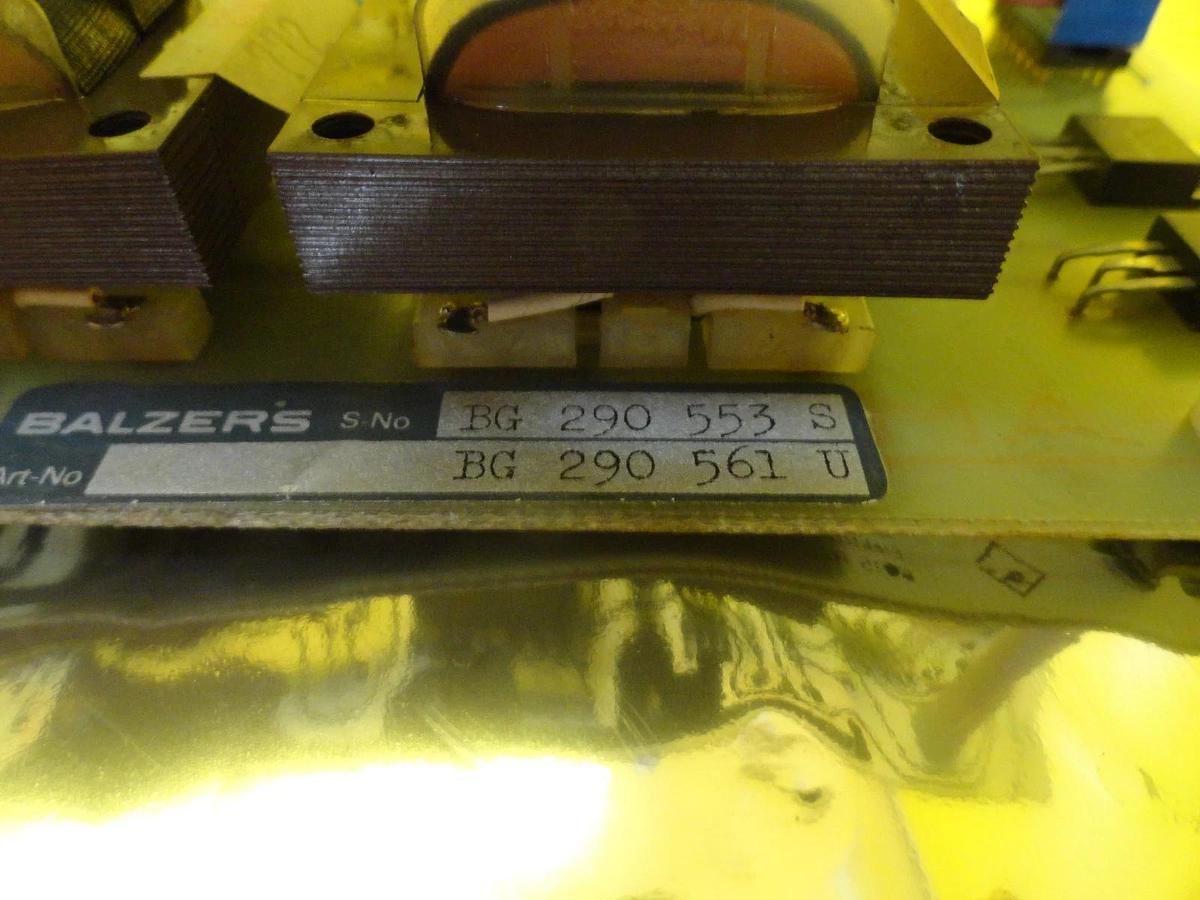 Used Balzers BG 290 561 U Transformer PCB Card BG 290 564 U Used Working