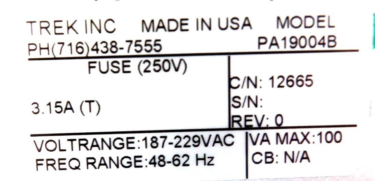 Used Trek PA19004 ESC Electrostatic 4-Channel Chuck HV Power Supply 12665 Working