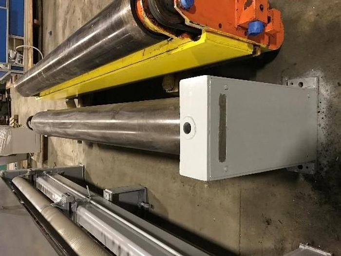 Used 116" (2.94M) BELOIT TWO DRUM SLITTER REWINDER SHAFTLESS REWINDING FOR 60" OD ROLLS