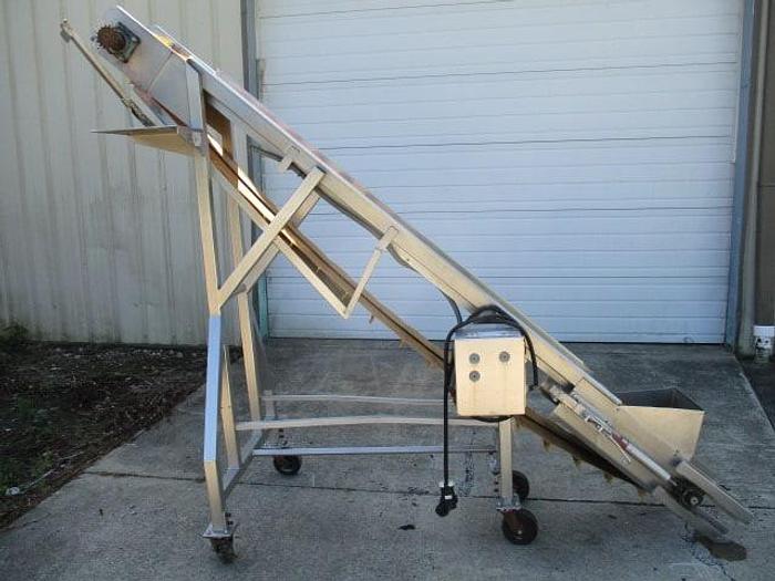 Used Incline Conveyor; Cleated Rubber Belt; 12"Wx10'L