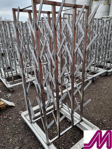 Used Stainless Steel Bird Hanger on Mobile Trolley