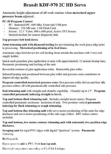 Used 2007 Brandt KDF-970 Edgebander