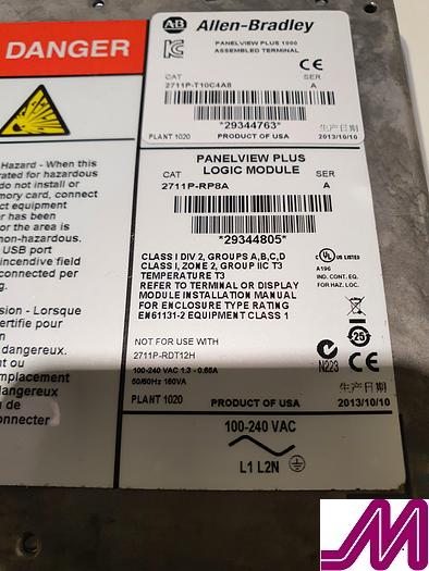 2013 Allen Bradley Panelview Plus 1000 HMI Panel 2711P-RDT10C