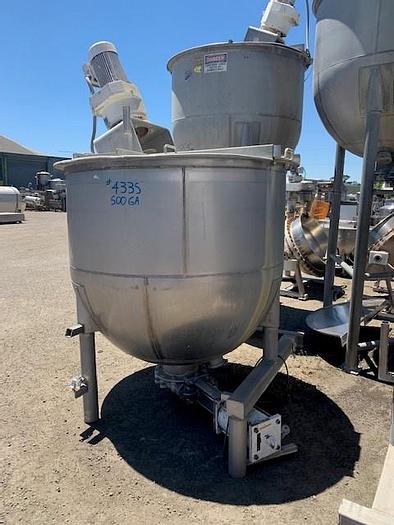 Used 500 Gallon Lee Stainless Steel Mixing Kettle Model 500 A7S