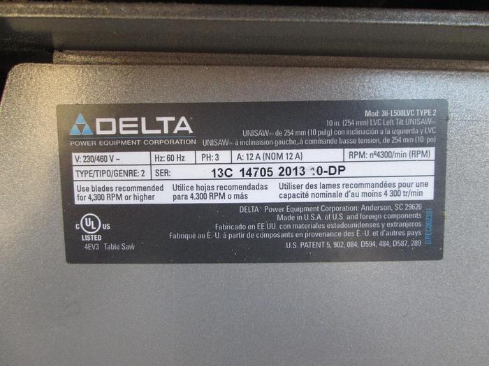 Used Delta 10" Tilting Unisaw