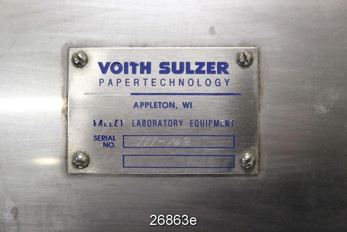 Used Voith Sulzer 5 Lb. Lab Beater #26863
