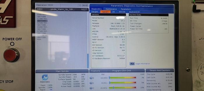 Used 2019 HAAS VF-2 CNC Vertical Machining Center *** Low Hours***