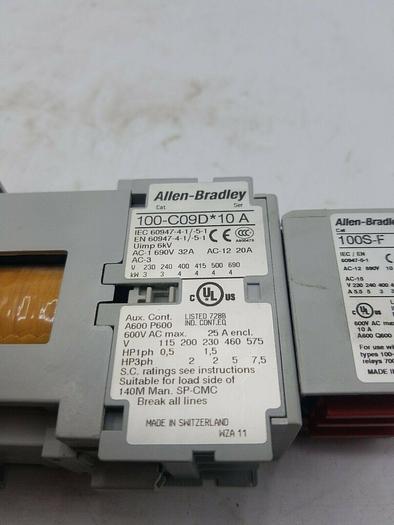 Used Allen-Bradley 100-C09D10 Ser A 100S-F Ser B