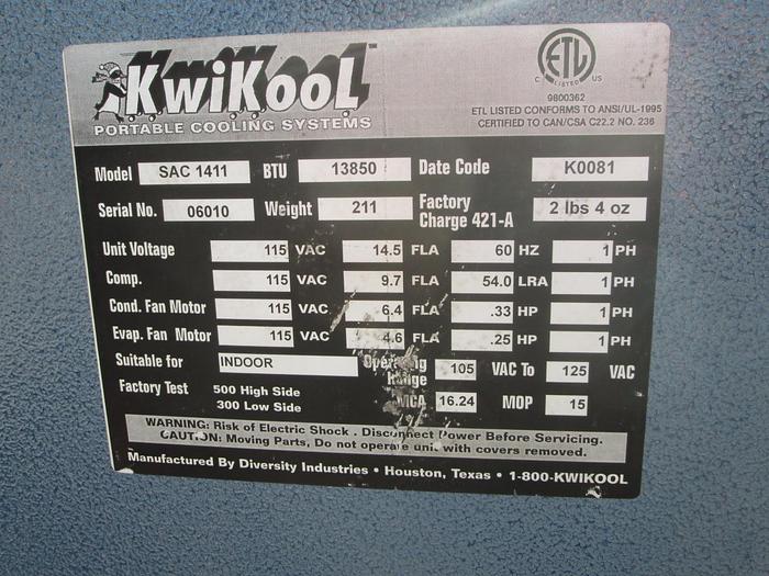 Used KwiKool Portable Air Conditioner