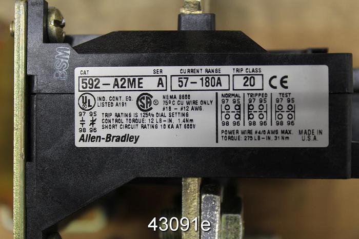 Unused Allen Bradley 592-A2ME Overload Relay #43091