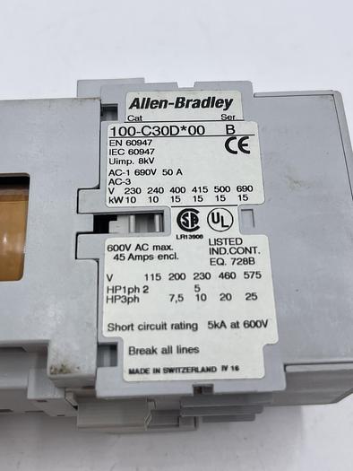 Used Allen-Bradley 100-C30D*00 Ser B 100-S Ser A 