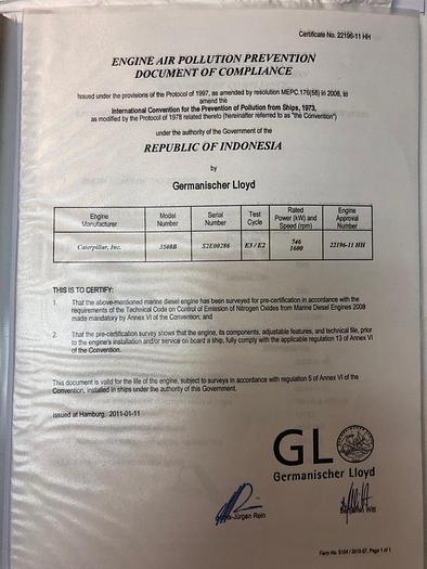 Caterpillar 3508 unused engine with reduction gear