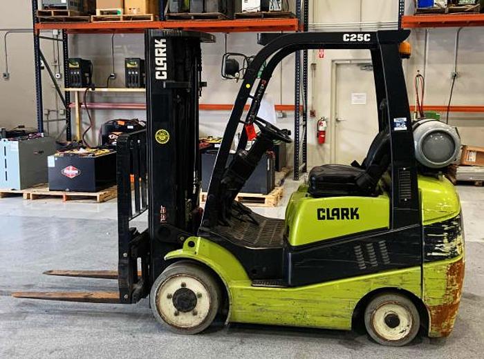 Used 2013 Caterpillar C25CL Forklift, 5K Capacity, 189" 3 Stage Mast, Cushion Tire, Propane
