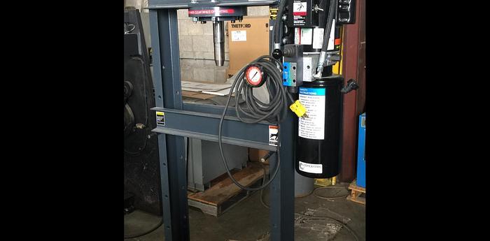 Used 10 TON, DAKE, H-FRAME, HYDRAULIC PRESS, DOUBLE-ACTING CYLINDER