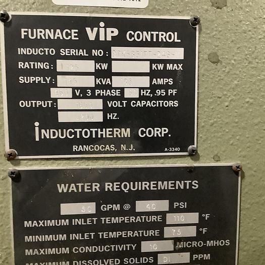 Used INDUCTOTHERM 125-30R, 3200HZ POWER TRAK, 125KW POWER SUPPLY