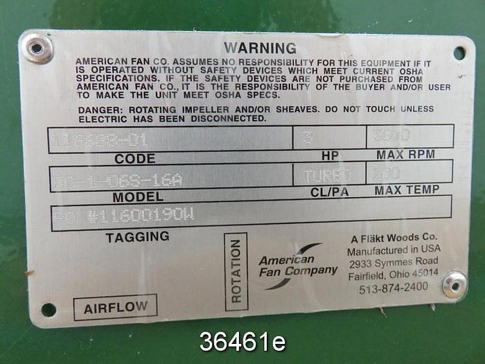 Unused American Fan Company Model BC-1-06S-16A Blower, Unused #36461