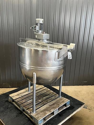 Used 150 GALLON LEE SINGLE MOTION KETTLE - S/S - 50 PSI JACKET