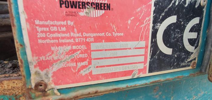 Used Powerscreen Warrior 1800 tracked scalping screen
