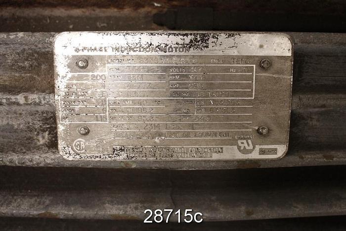 Used Toshiba S356393H4200 AcCMotor 200HP, 1780RPM #28715