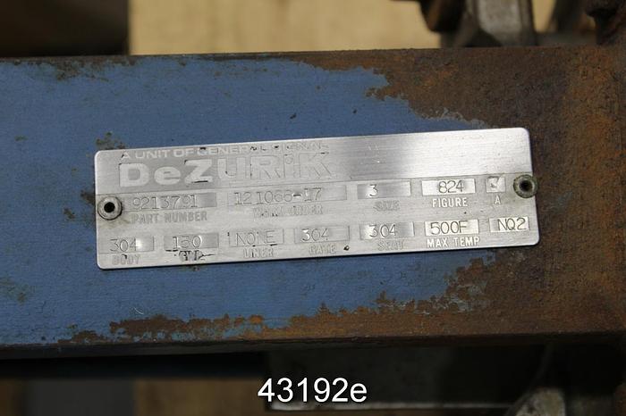 Used Dezurik 3" Hand Operated Knife Gate Valve #43192