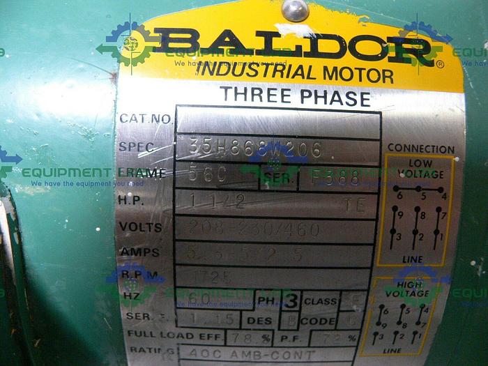 Used Tri-Clover TRI-FLO Pump C216MD56T-S w/ 1.5HP Baldor Industrial 3 Phase Motor