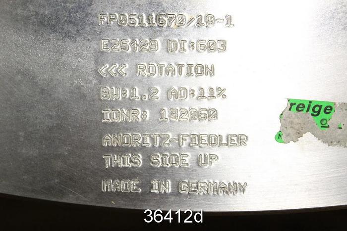 Unused Black Clawson Ultra II Pressure Screen Basket, By Andritz Fiedler (Drill-Tec Series) #36412