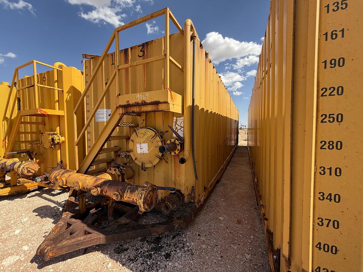 Used 500BBL Frac Tanks- 43x8.5x11, Corrugated Steel, V-bottom, Used Basic Refurb