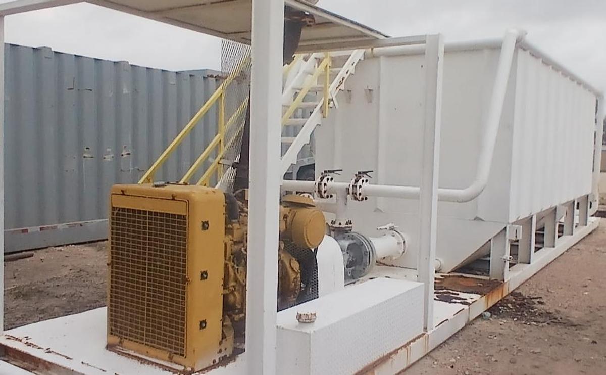 Used 210BBL Mix Plant - CAT 3304 Engine, 5” x 4” x 14” Centrifugal Pump, Mixing Hopper, Used Basic Refurb 