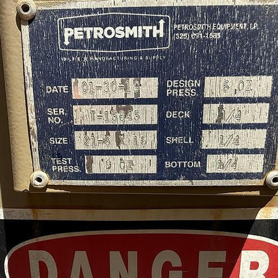 Used PetroSmith 1000bbl Vertical Storage Tanks – 21.5’ x 16’, Carbon Steel, Flat Bottom, Used Basic Refurb (2019)