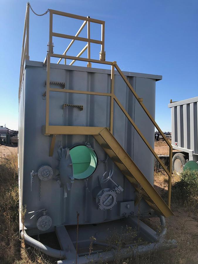 Used Dragon 500BBL Open Top Weir Wall Tanks - 45’ x 8.5’ x 10’, Carbon Steel, V-Bottom, Used Basic Refurb