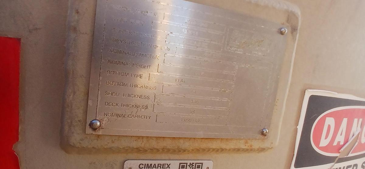 Used Ciramex 1000BBL Vertical Storage Tanks - 21.5’ x 16’, Carbon Steel, Flat Bottom, Used Basic Refurb