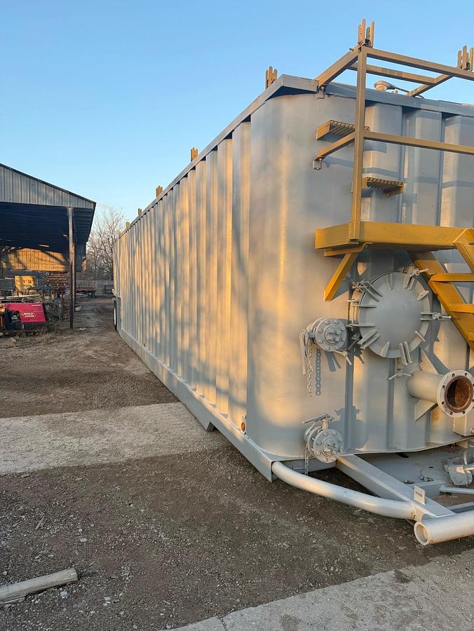 Used  500BBL Open Top Weir Wall Tanks - 45’ x 8.5’ x 10’, Carbon Steel, V-Bottom, Used Basic Refurb