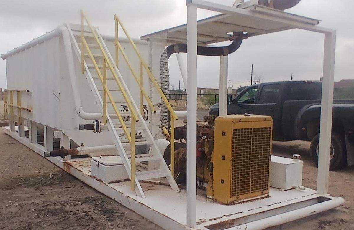 Used 210BBL Mix Plant - CAT 3304 Engine, 5” x 4” x 14” Centrifugal Pump, Mixing Hopper, Used Basic Refurb 